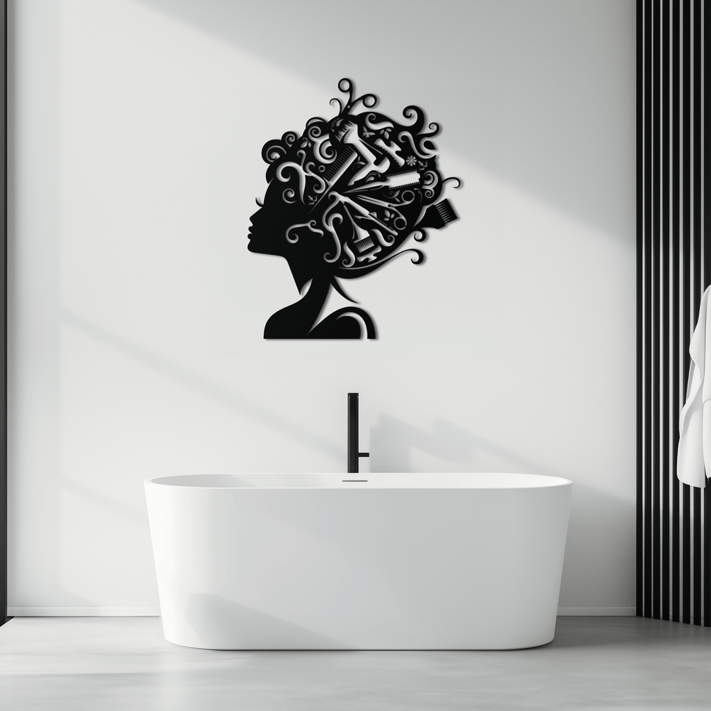 Hair Stylist Metal Wall Art - Steel Wall Decor for Salons and Studios - KAF004
