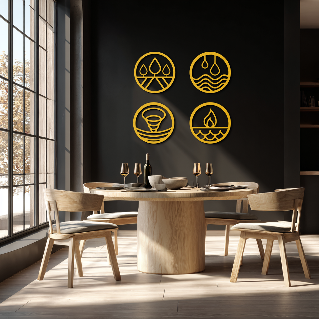 Four Elements Metal Wall Art - Steel Wall Decor for Home and Office - KAF010