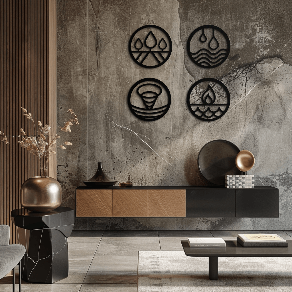 Four Elements Metal Wall Art - Steel Wall Decor for Home and Office - KAF010
