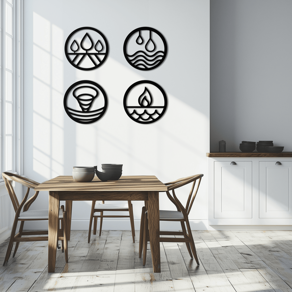 Four Elements Metal Wall Art - Steel Wall Decor for Home and Office - KAF010
