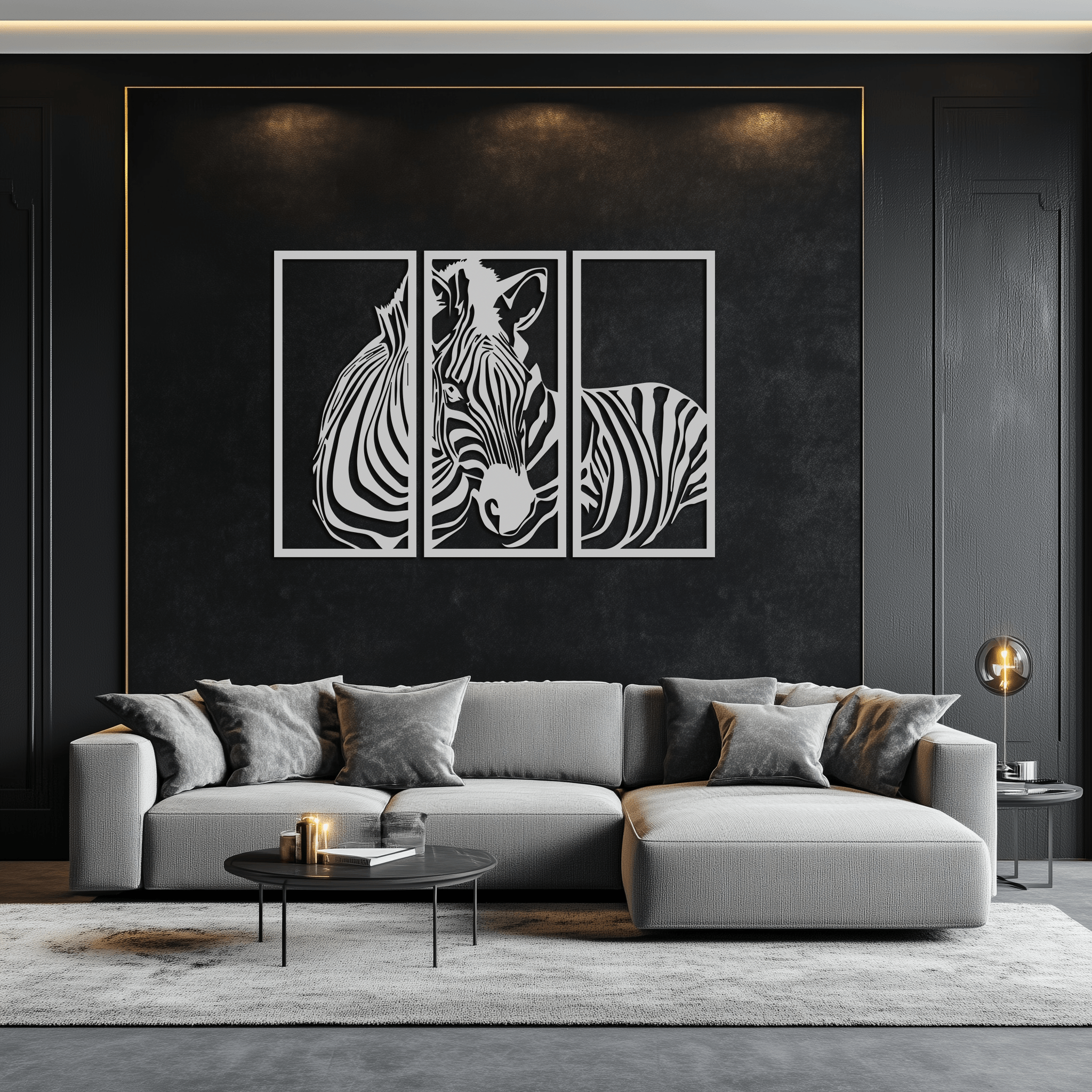Zebra Panel Metal Wall Art - Steel Wall Decor for Home and Office - KAF014