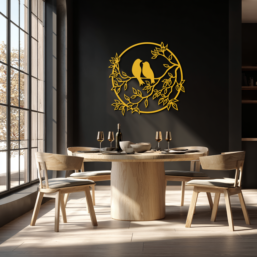 Love Birds Metal Wall Art - Romantic Steel Wall Decor for Home and Bedroom - KAF023