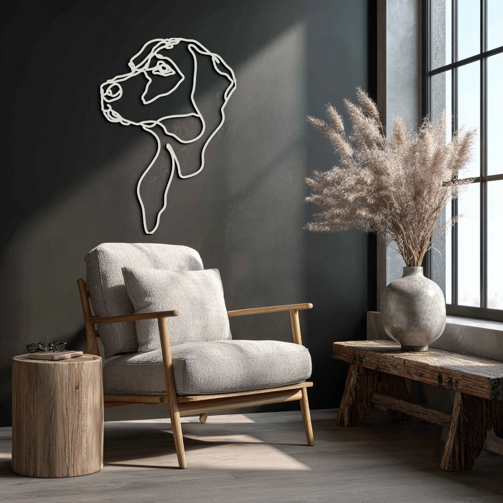 Minimalist Dog Line Art - Modern Metal Wall Decor - KAF027