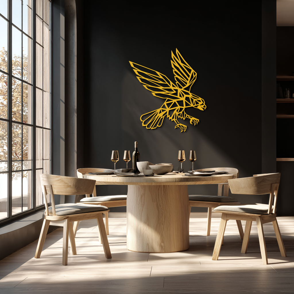 Geometric Eagle Metal Wall Art - Modern Steel Wall Decor - KAF042