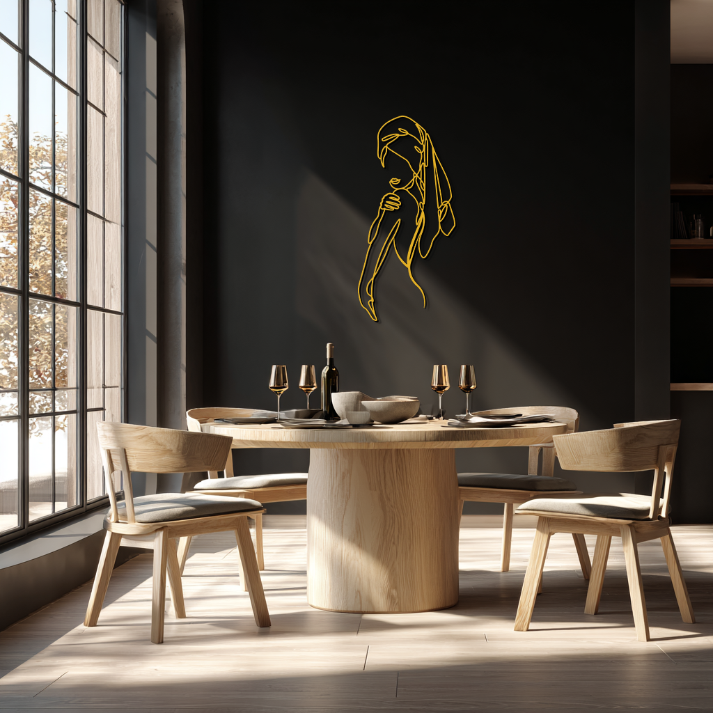 Elegant Bride Metal Wall Art - Minimalist Steel Wall Decor for Modern Spaces - KAF050