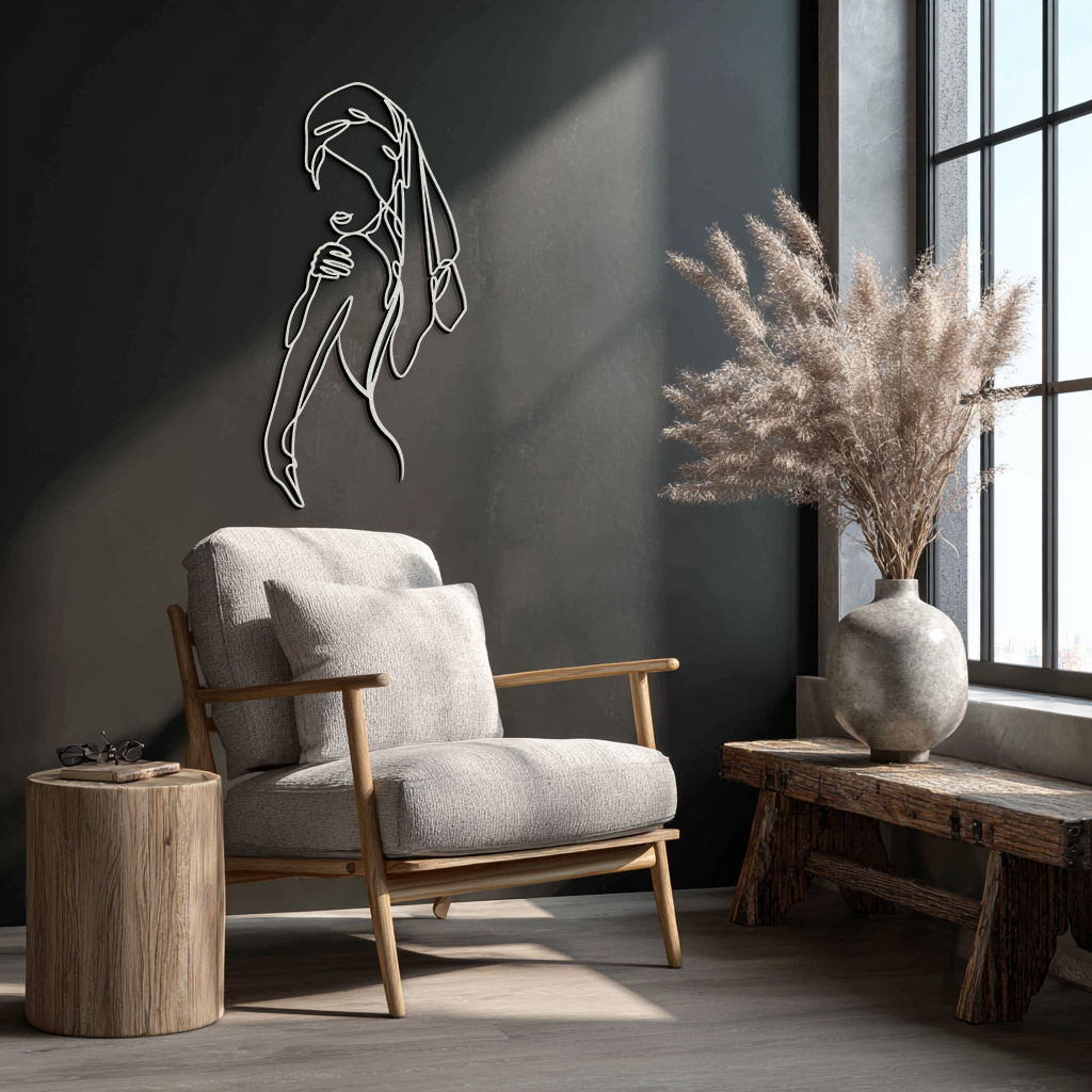 Elegant Bride Metal Wall Art - Minimalist Steel Wall Decor for Modern Spaces - KAF050