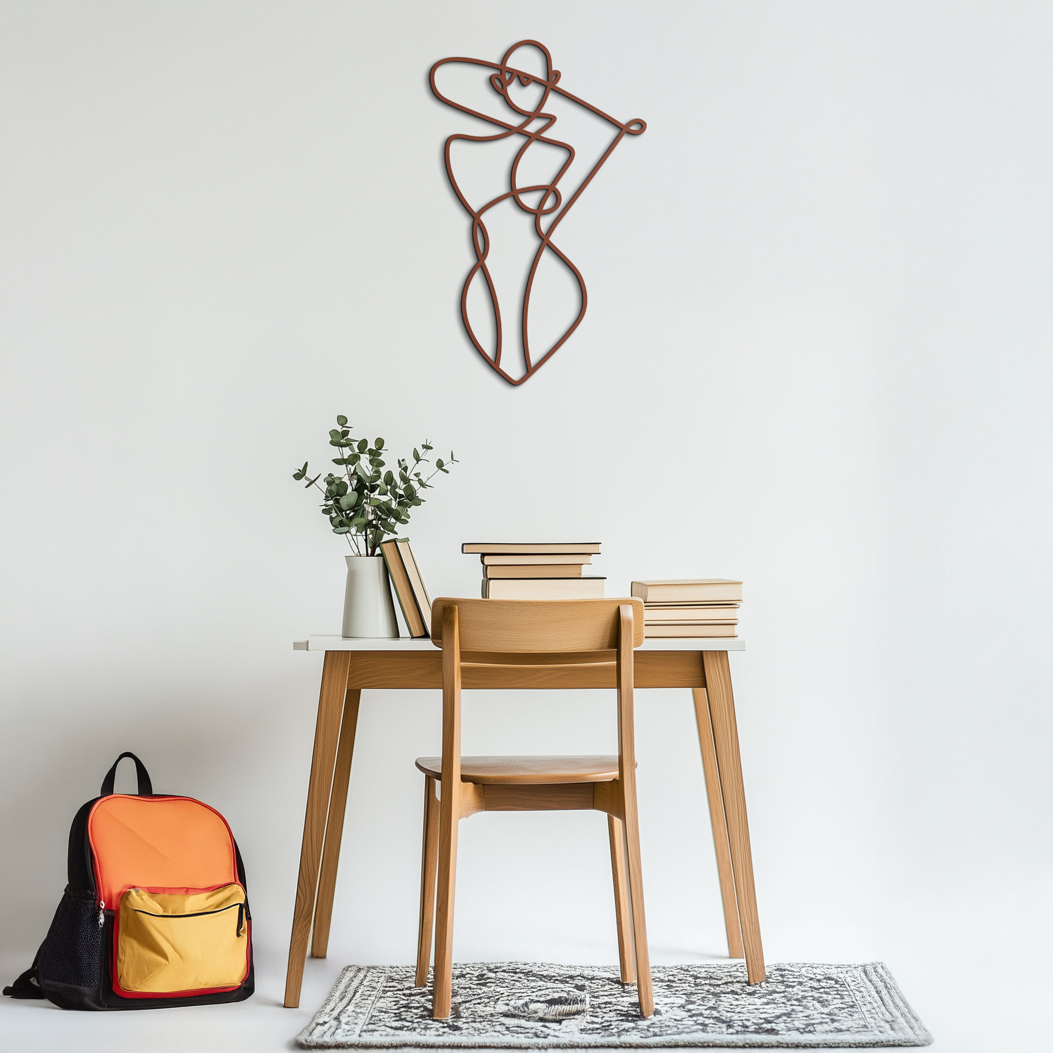 Minimalist Abstract Female Form Metal Wall Art – Modern Line Art Sculpture - KAF069