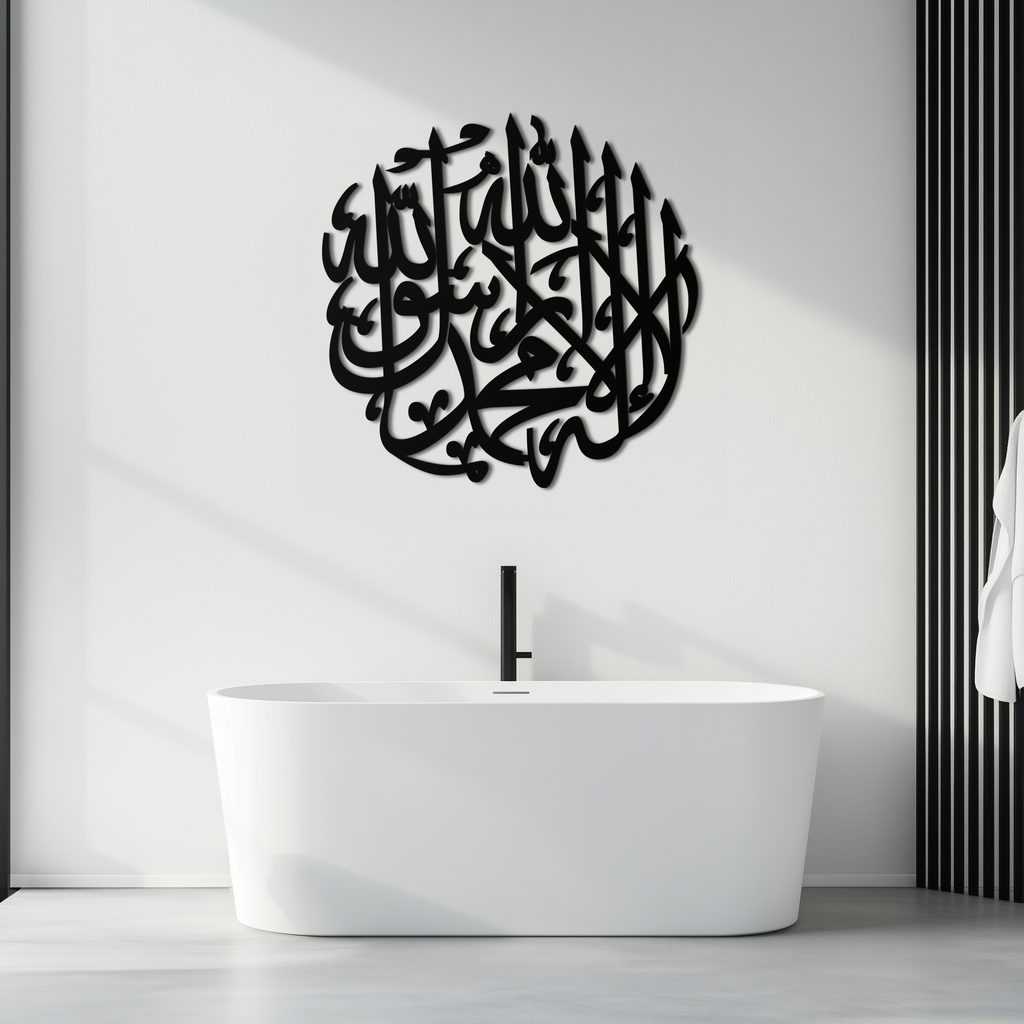 Islamic Calligraphy Metal Wall Art - Kelime-i Tevhid Design - KAF073