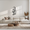 Wine Bottle & Glass Metal Wall Art - Modern Minimalist Bar Decor - KAF081