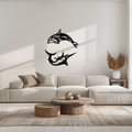 Dolphin & Marlin Metal Wall Art - Ocean-Inspired Modern Steel Decor - KAF084