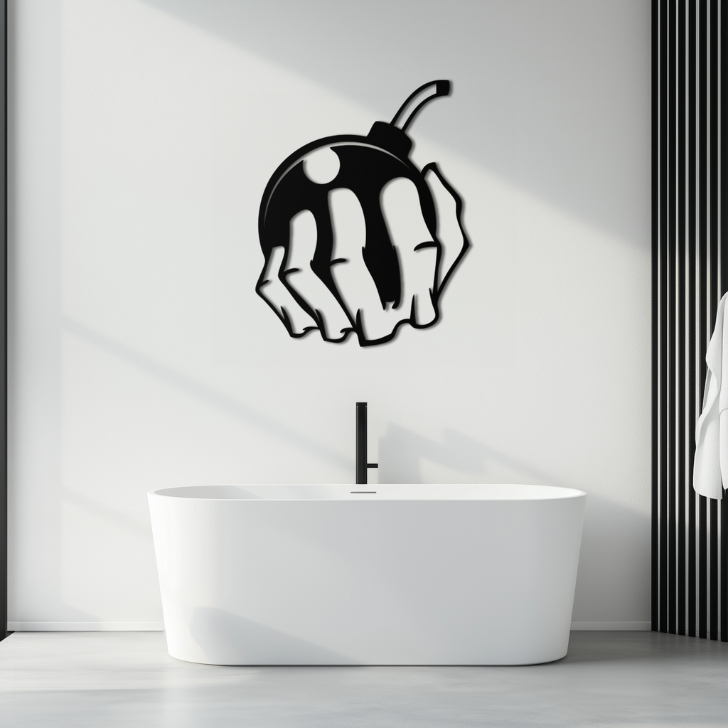 Bomb Hand Metal Wall Art - Edgy Modern Steel Decor - KAF085