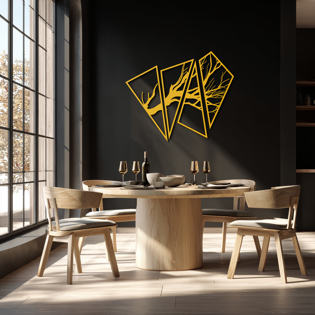 Abstract Tree Branch Metal Wall Art - Modern Geometric Steel Decor - KAF088