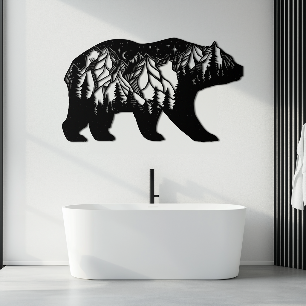Mountain Bear Metal Wall Art - Nature-Inspired Wildlife Decor - KAF094