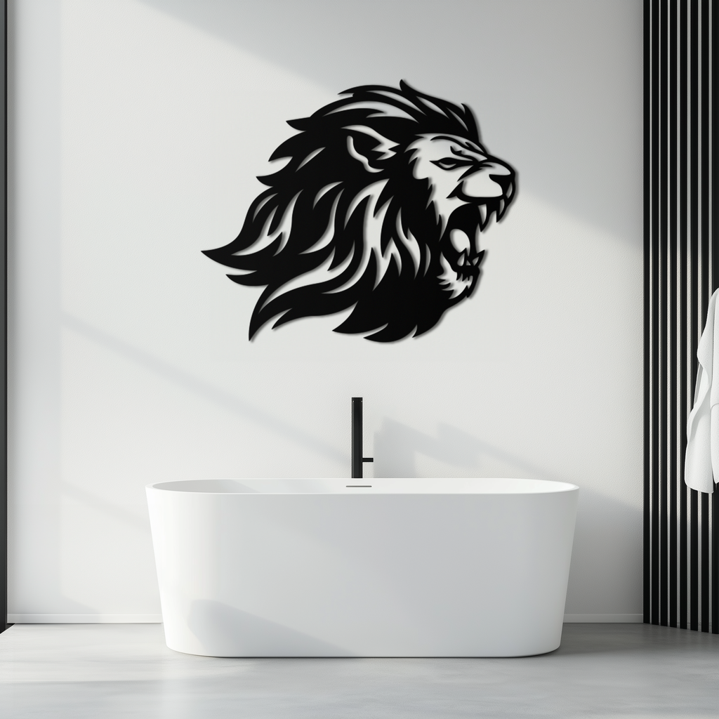 Roaring Lion Metal Wall Art - Fierce Jungle King Steel Decor - KAF095