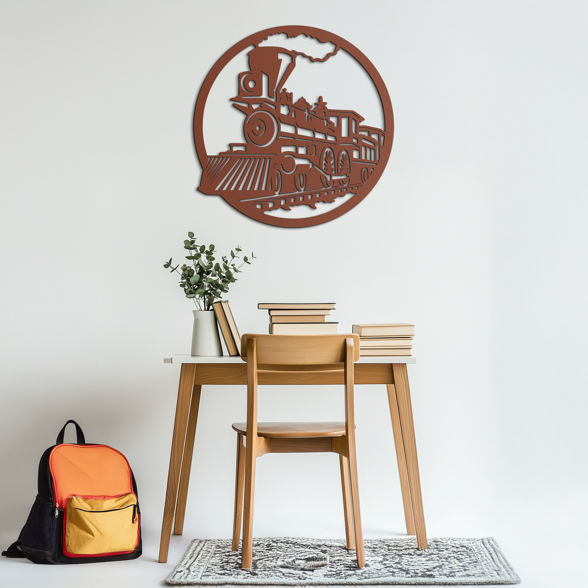 Vintage Steam Train Metal Wall Art - Rustic Locomotive Decor - KAF100