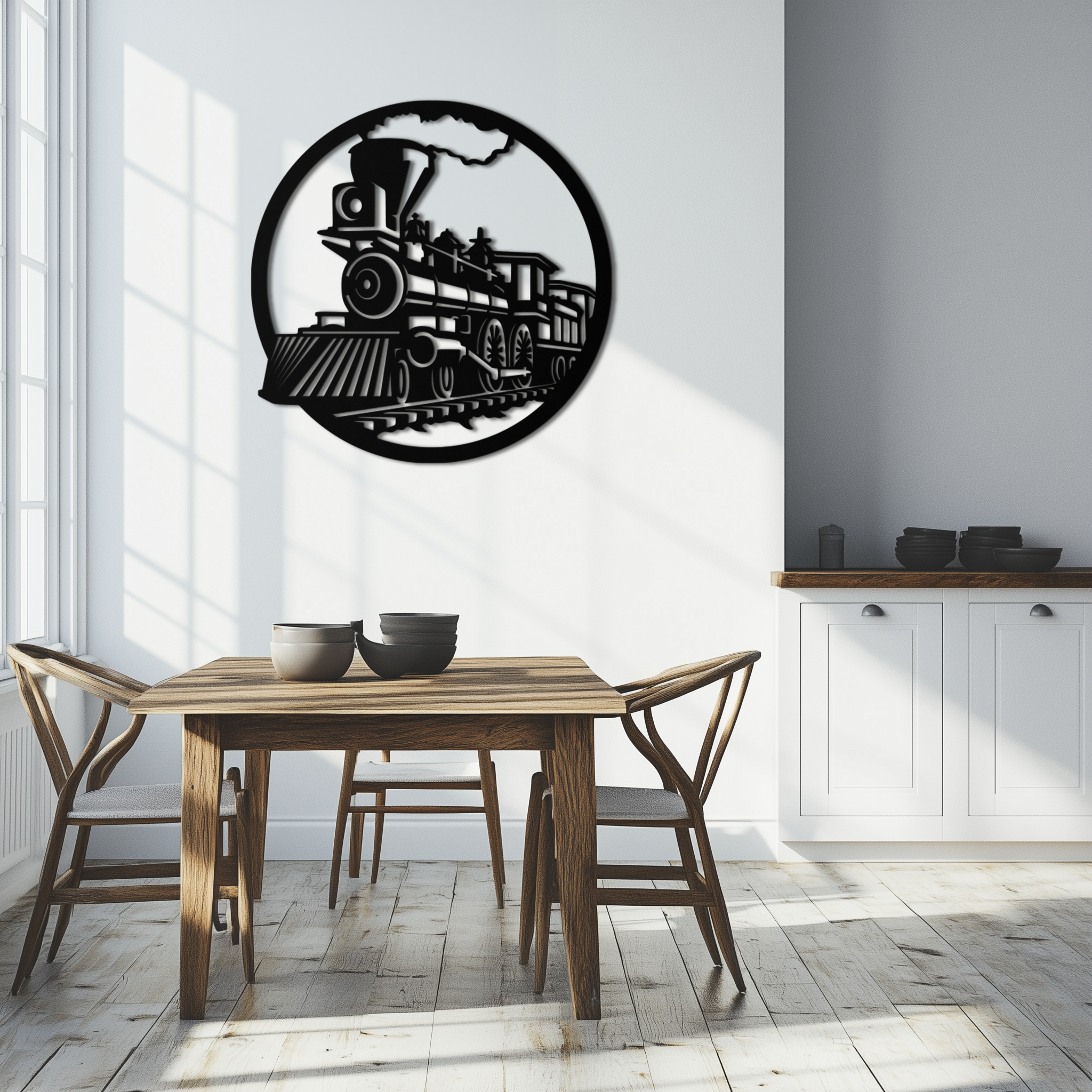 Vintage Steam Train Metal Wall Art - Rustic Locomotive Decor - KAF100