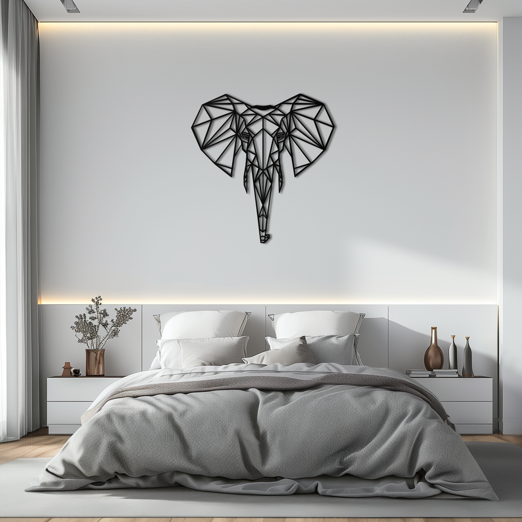 Geometric Elephant Metal Wall Art - Modern Abstract Steel Decor - KAF119