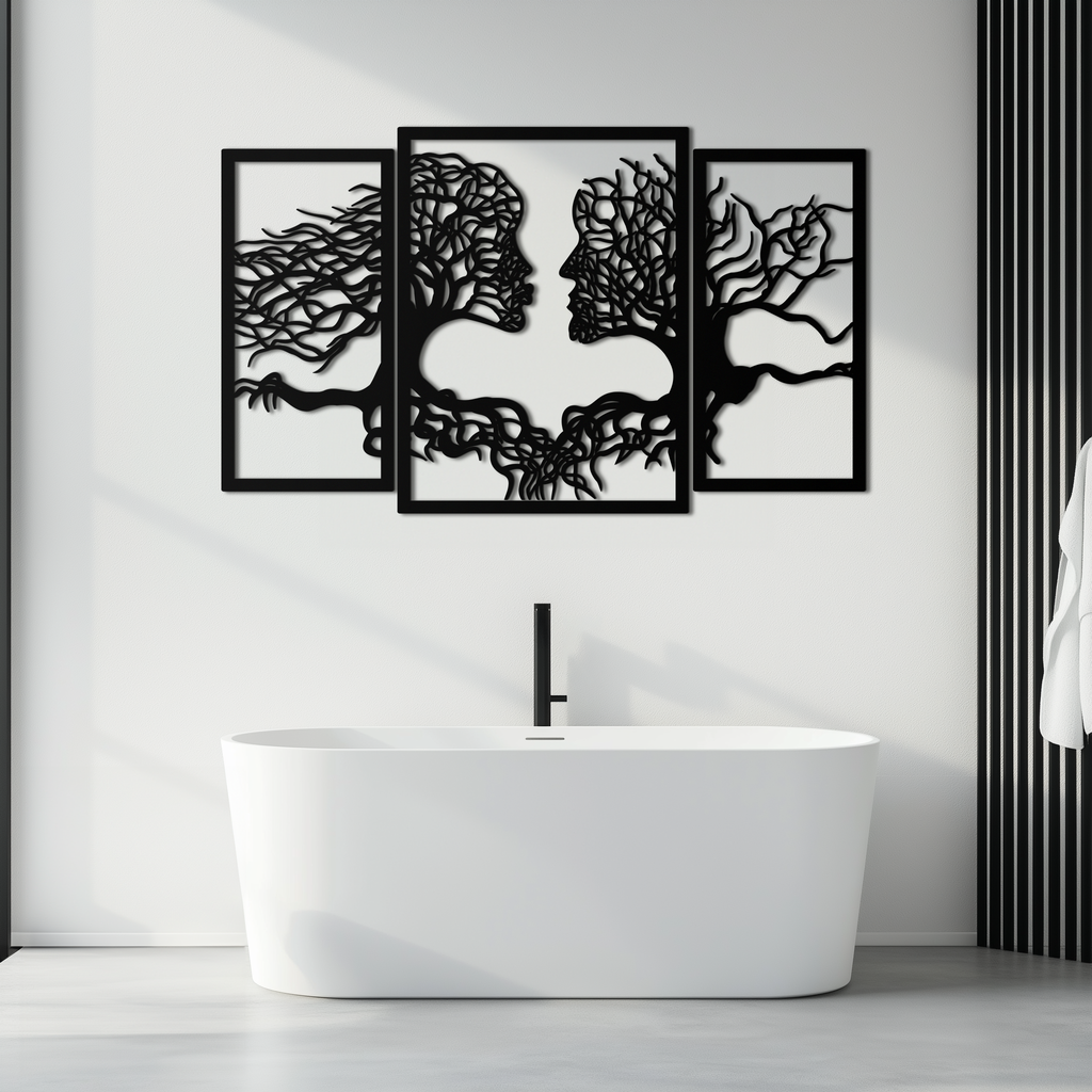 Tree of Life Lovers Metal Wall Art - 3-Piece Modern Steel Wall Decor - KAF129