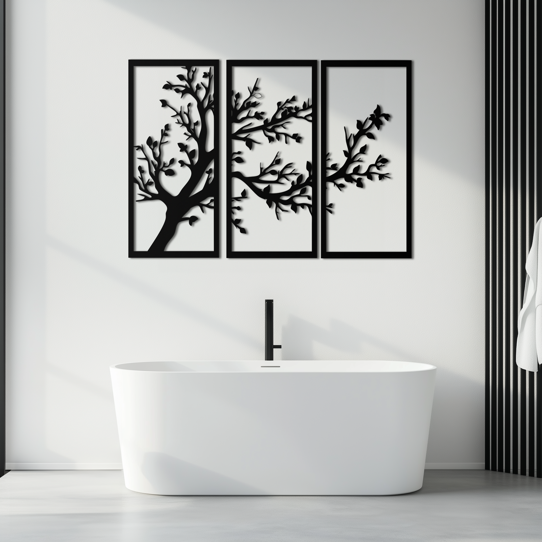 Branch Trio Metal Wall Art - 3-Piece Modern Steel Wall Decor - KAF132