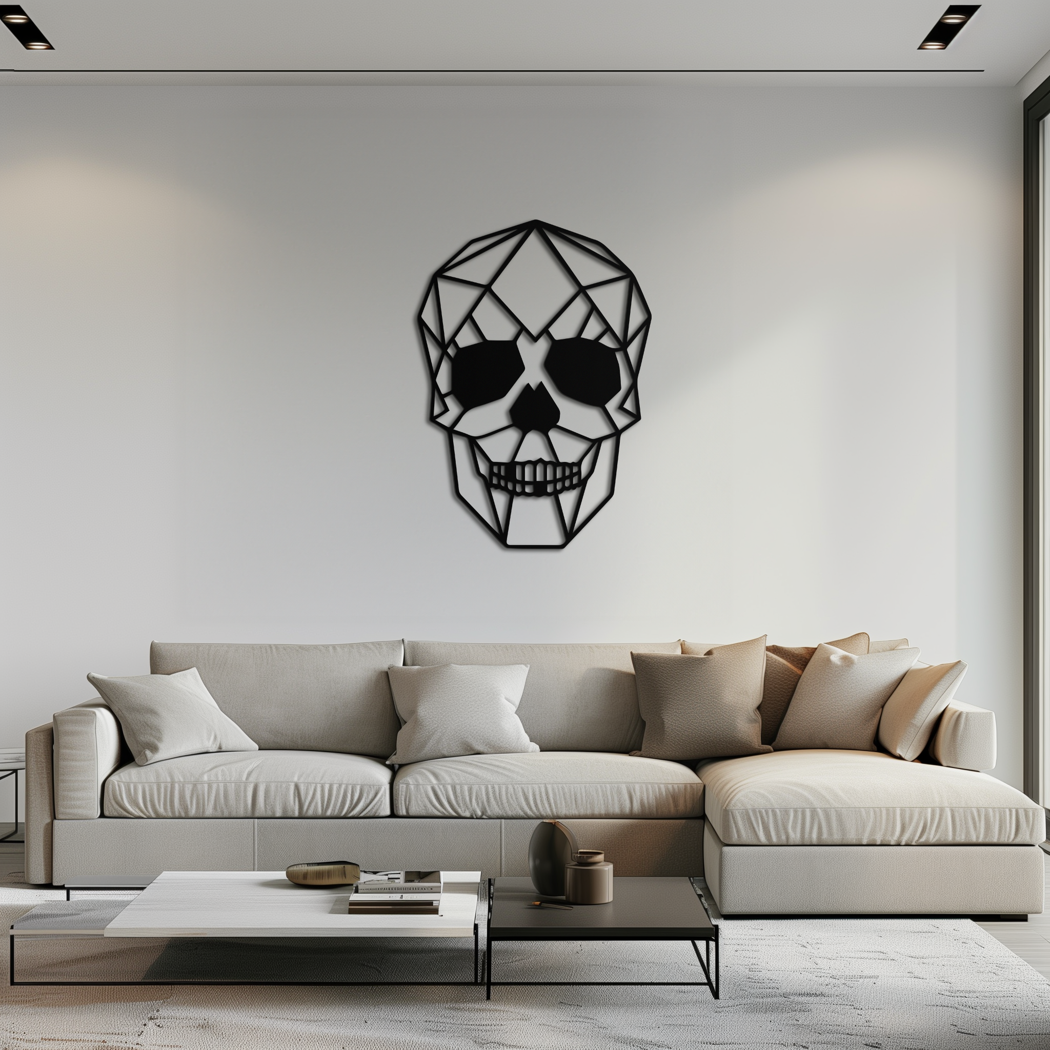 Geometric Skull Metal Wall Art - Modern Skull-Inspired Steel Decor - KAF134