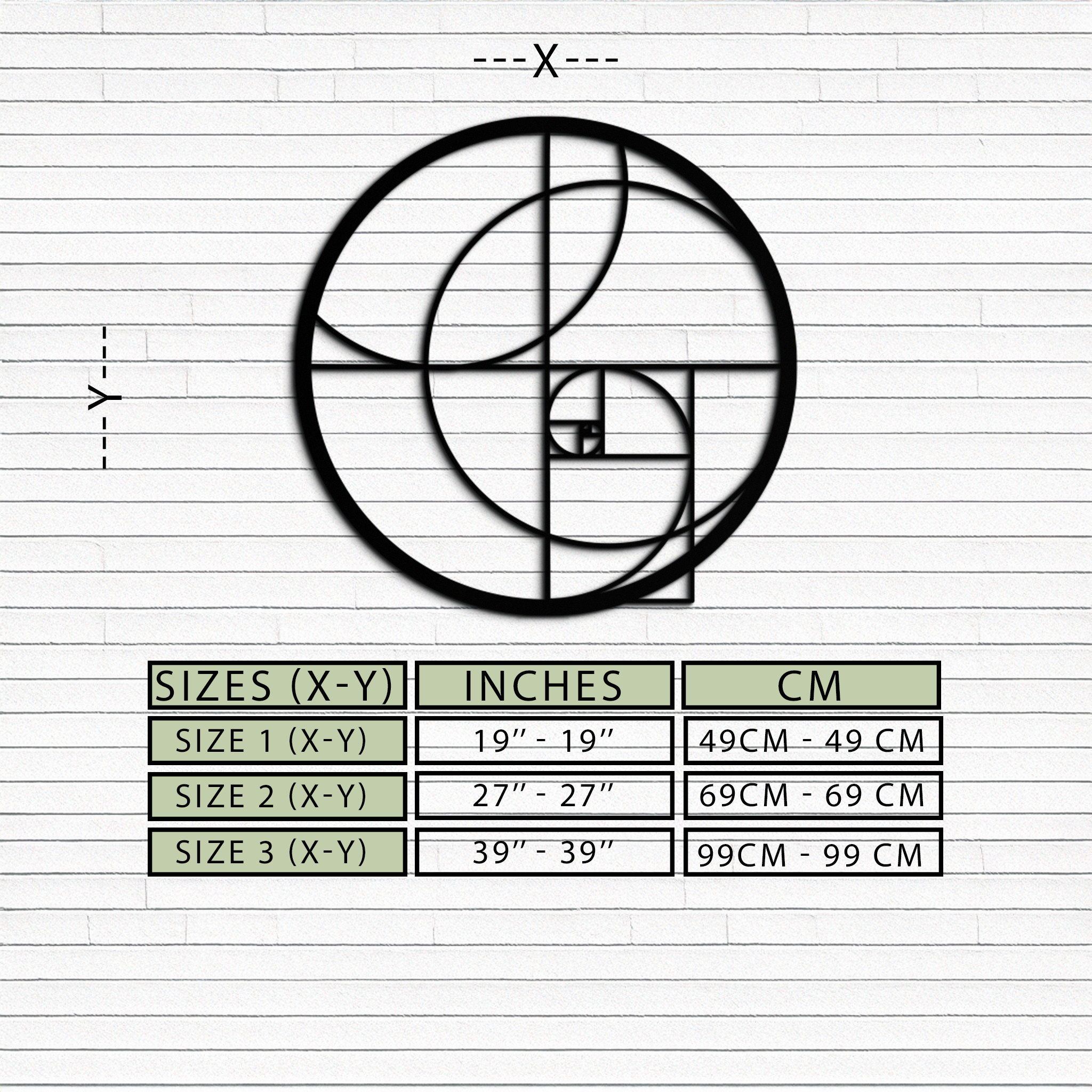 Golden Ratio Circular Metal Wall Art - Fibonacci-Inspired Geometric Design - KAF145