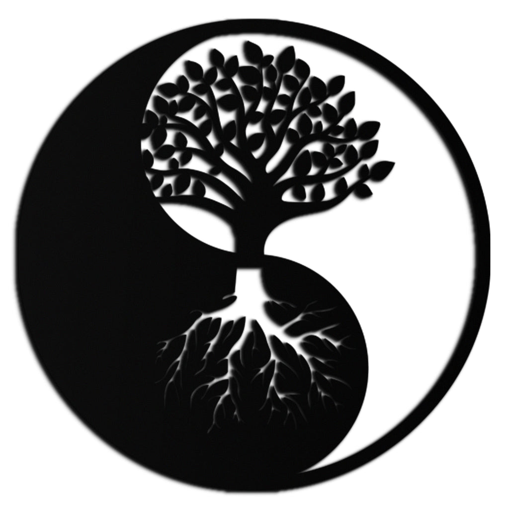 Yin-Yang Tree of Life Metal Wall Art - Harmonious Nature-Inspired Decor - KAF147