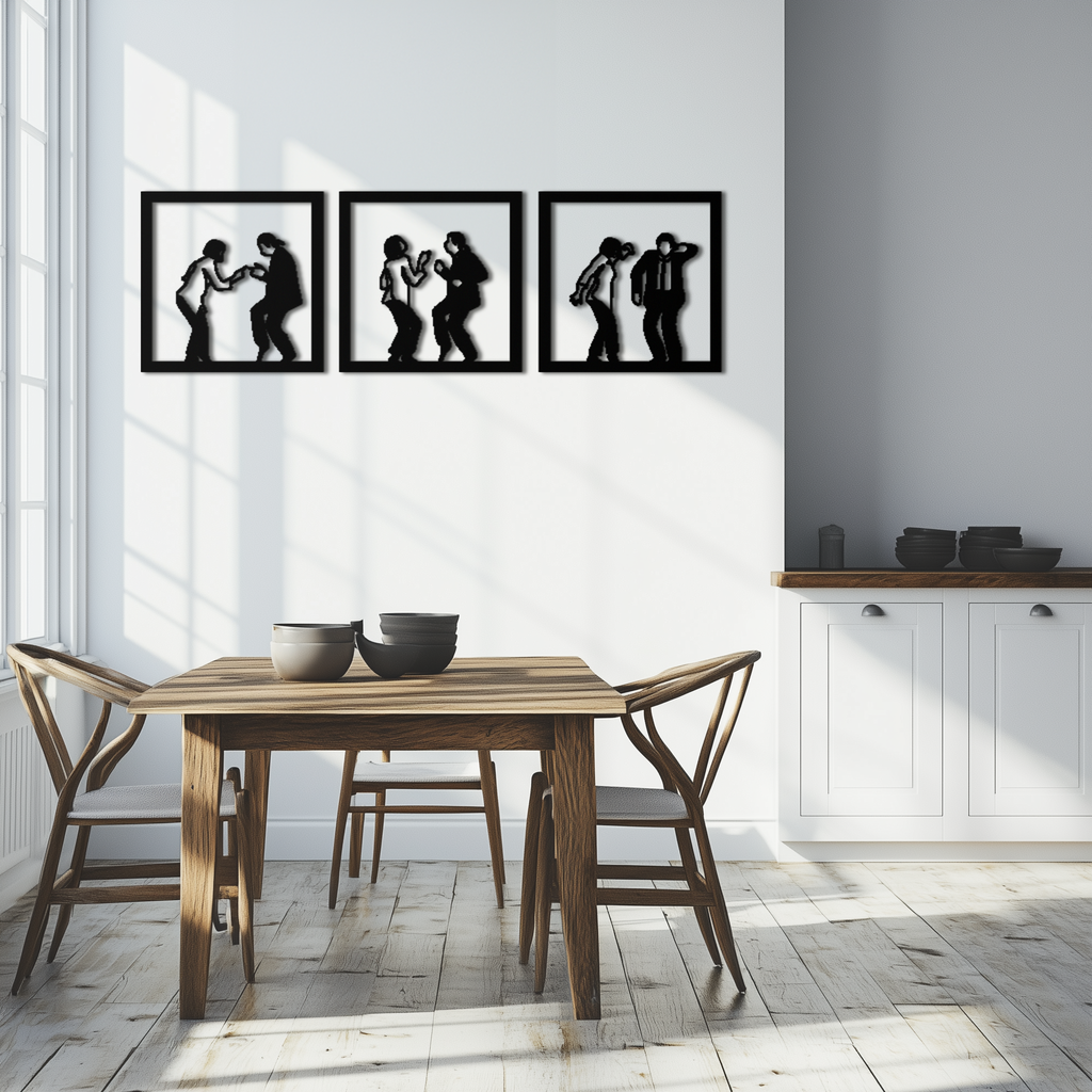 Dancing Silhouettes Metal Wall Art - Modern Minimalist Couple Wall Decor - KAF157