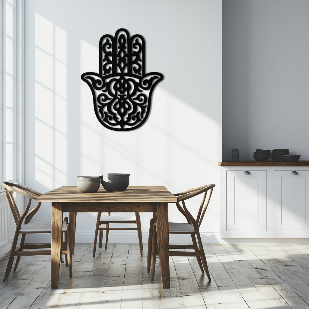 Hamsa Hand Metal Wall Art - Symbolic Protection & Spiritual Home Decor - KAF159