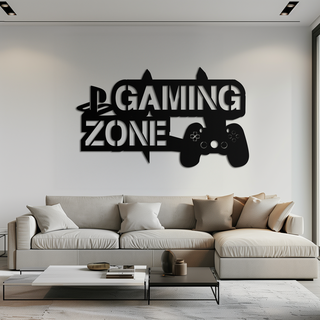 Gaming Zone Metal Wall Art - Gamer Room Decor- KAF169