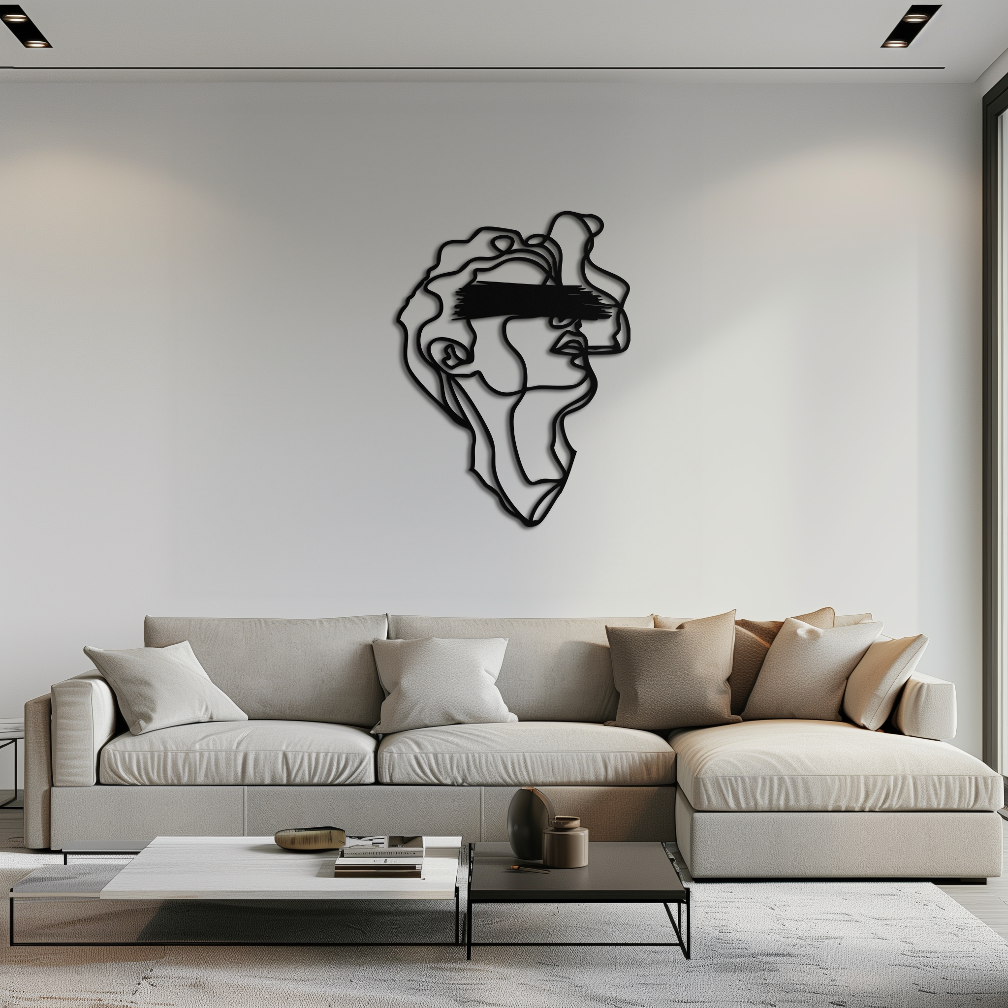 Blindfolded Men Metal Wall Art - Abstract Minimalist Line Art Decor- KAF170