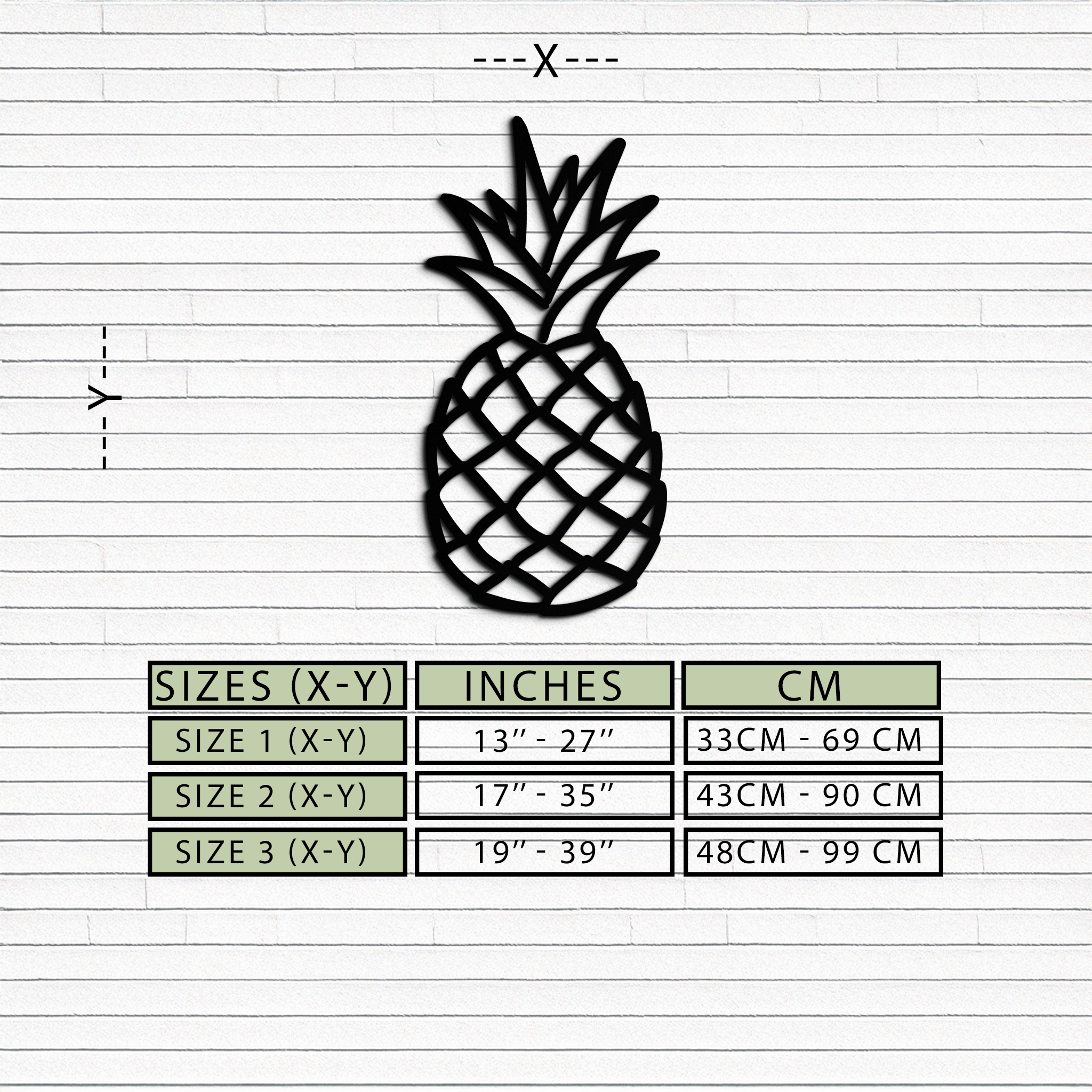 Pineapple Metal Wall Art - Tropical Geometric Home Decor- KAF171