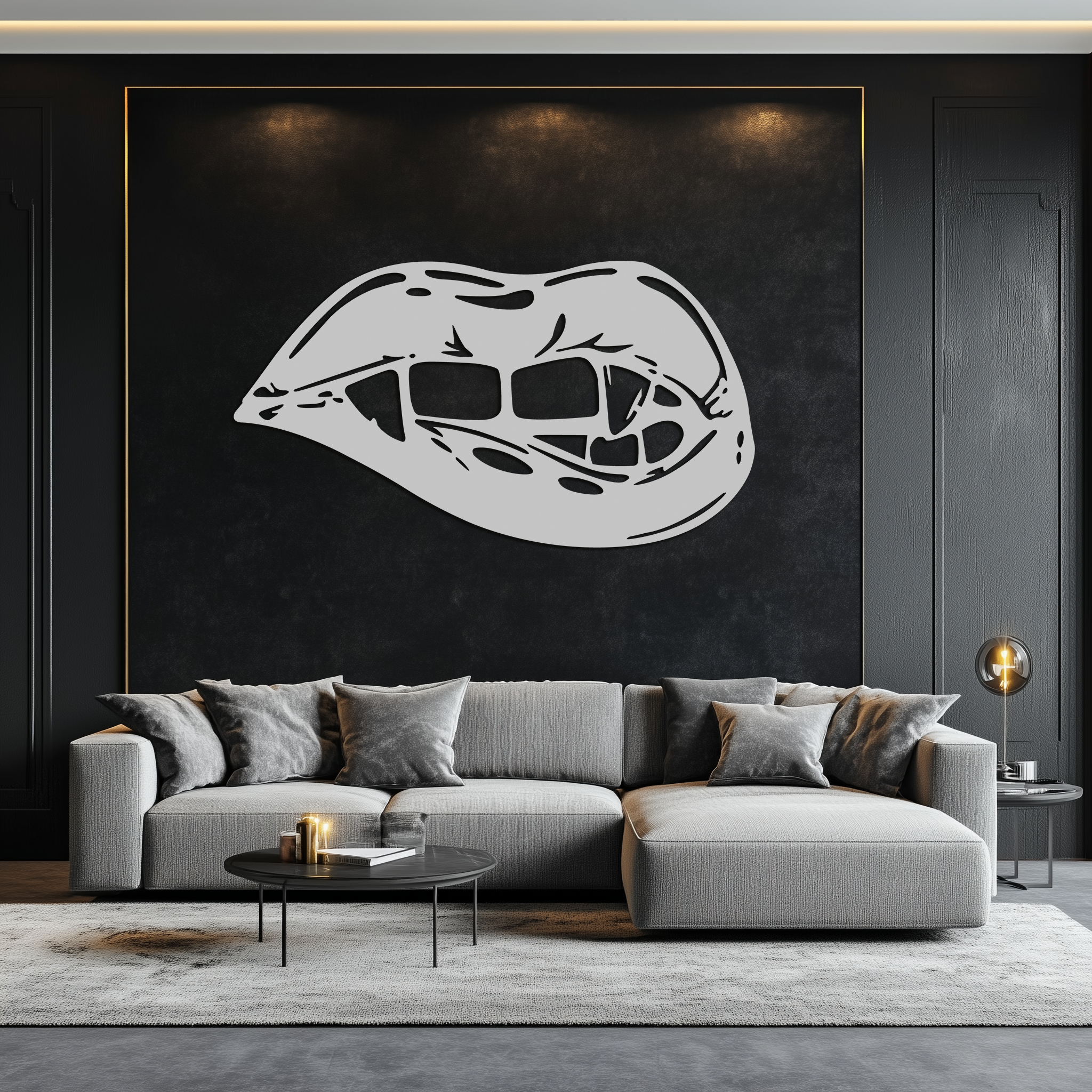 Geometric Lips Metal Wall Art - Bold & Modern Statement Piece- KAF186