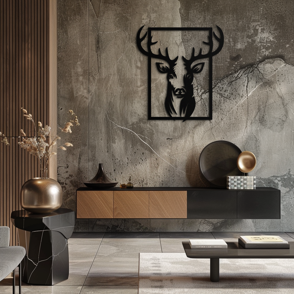Majestic Deer Metal Wall Art - Nature-Inspired Minimalist Decor- KAF190
