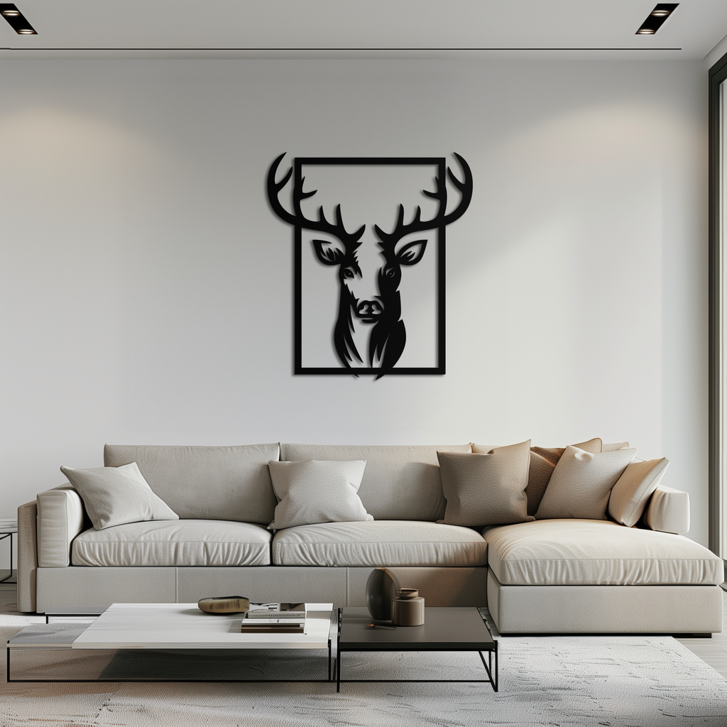 Majestic Deer Metal Wall Art - Nature-Inspired Minimalist Decor- KAF190