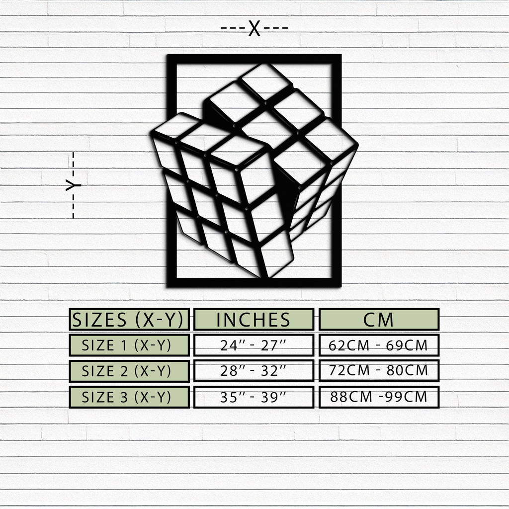 Geometric Rubik’s Cube Metal Wall Art – Modern Puzzle Enthusiast Decor - KAF197