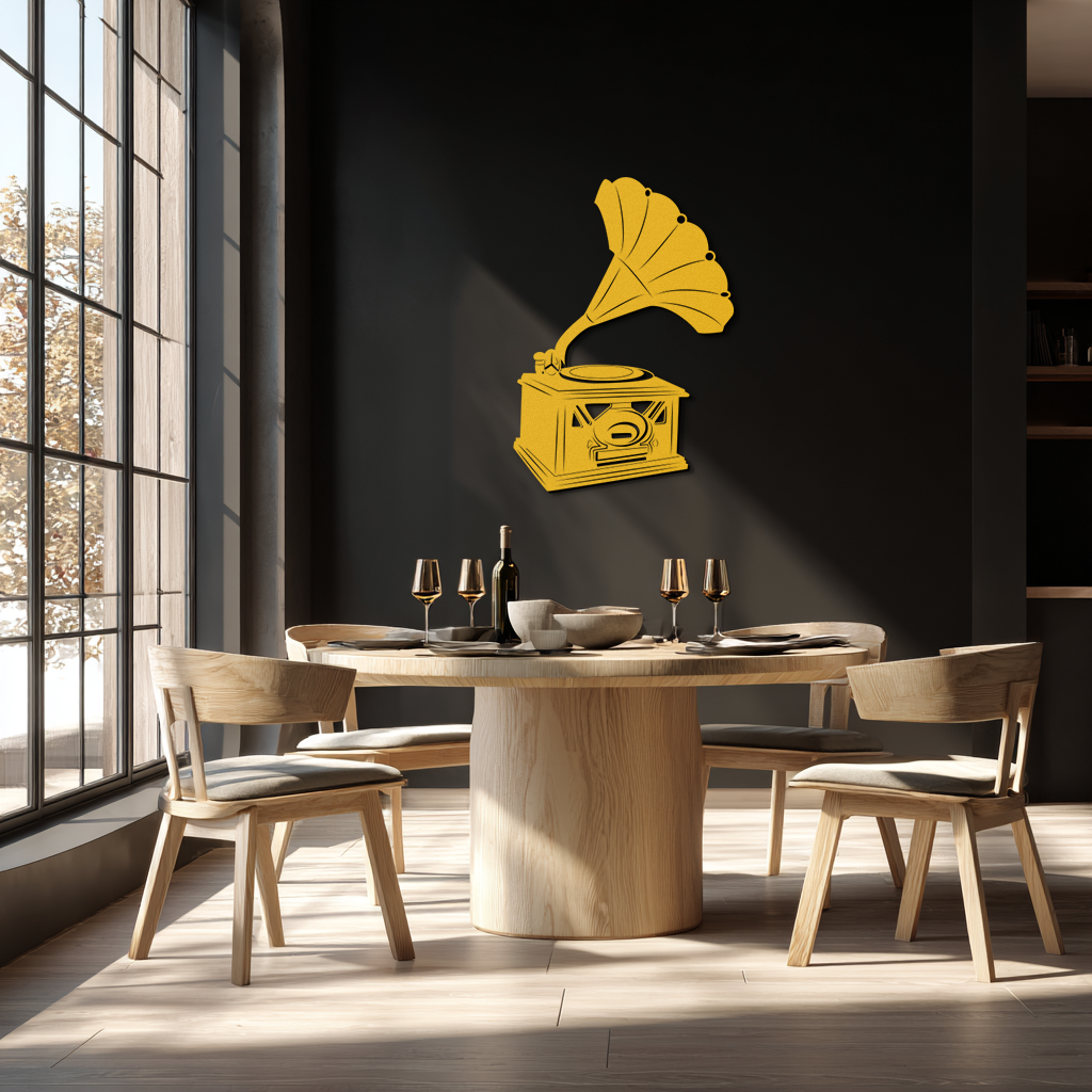 Vintage Gramophone Metal Wall Art - Retro Music Decor - KAF204