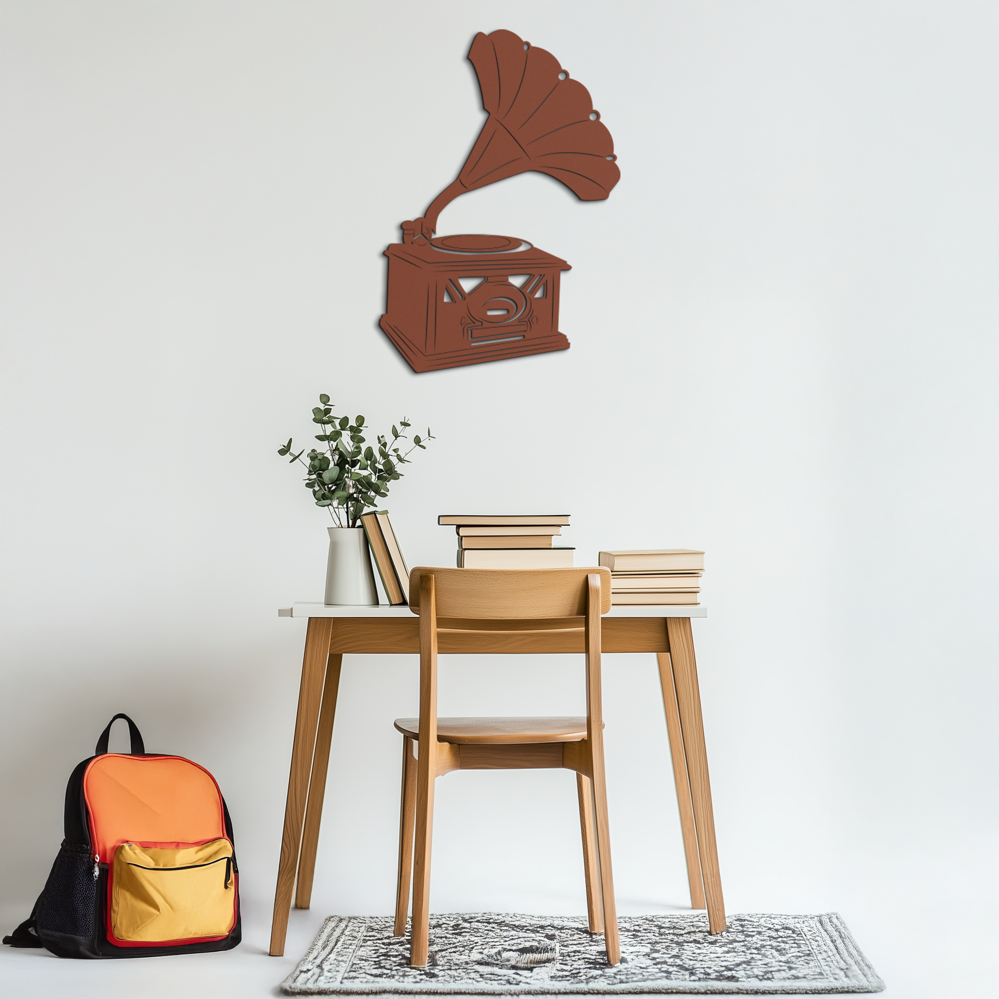 Vintage Gramophone Metal Wall Art - Retro Music Decor - KAF204