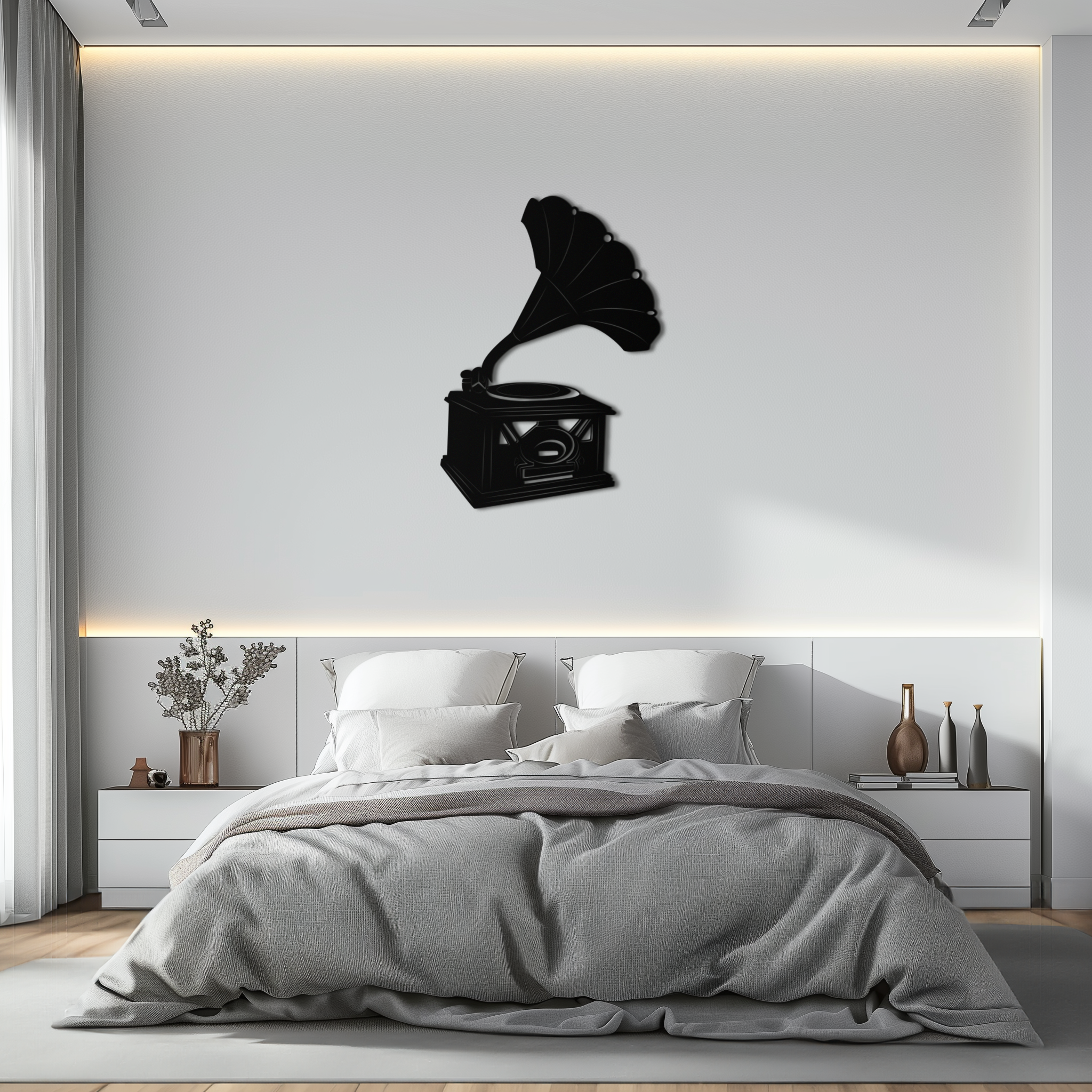 Vintage Gramophone Metal Wall Art - Retro Music Decor - KAF204