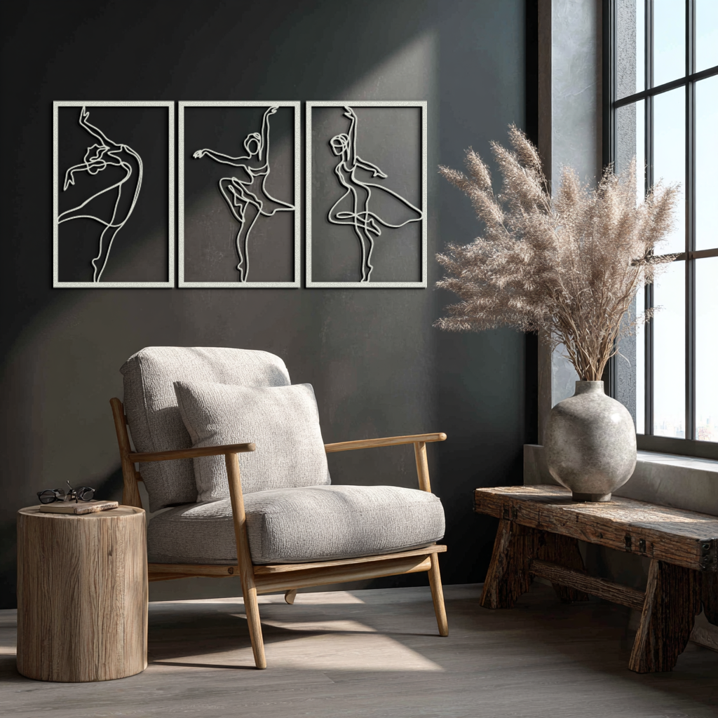 Elegant Ballerina Trio Metal Wall Art - Graceful Dance Silhouettes - KAF205