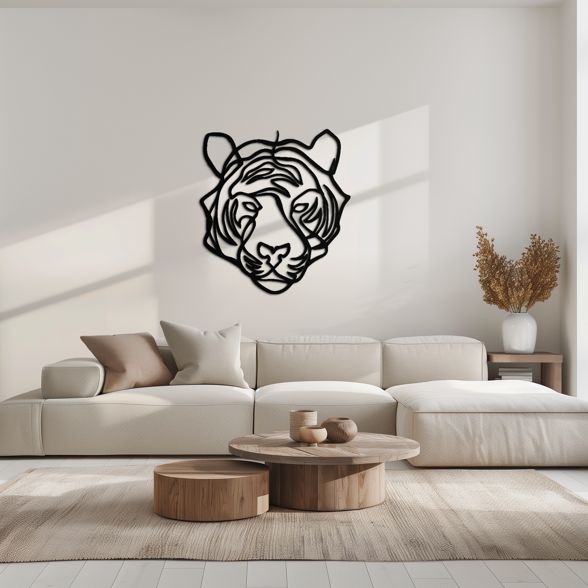 Geometric Tiger Metal Wall Art - Modern Minimalist Decor - KAF207