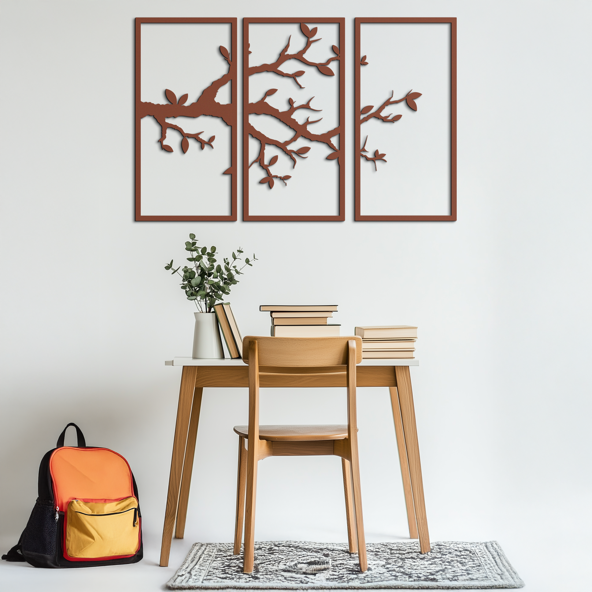 Branch Metal Wall Art – 3-Panel Minimalist Tree Design - KAF218