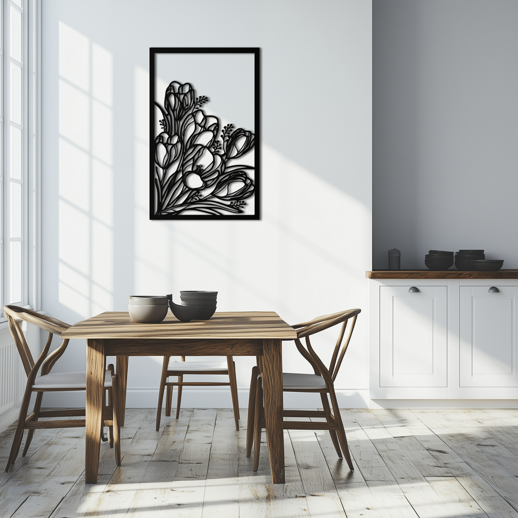 Floral Metal Wall Art – Elegant Botanical Home Decor - KAF219