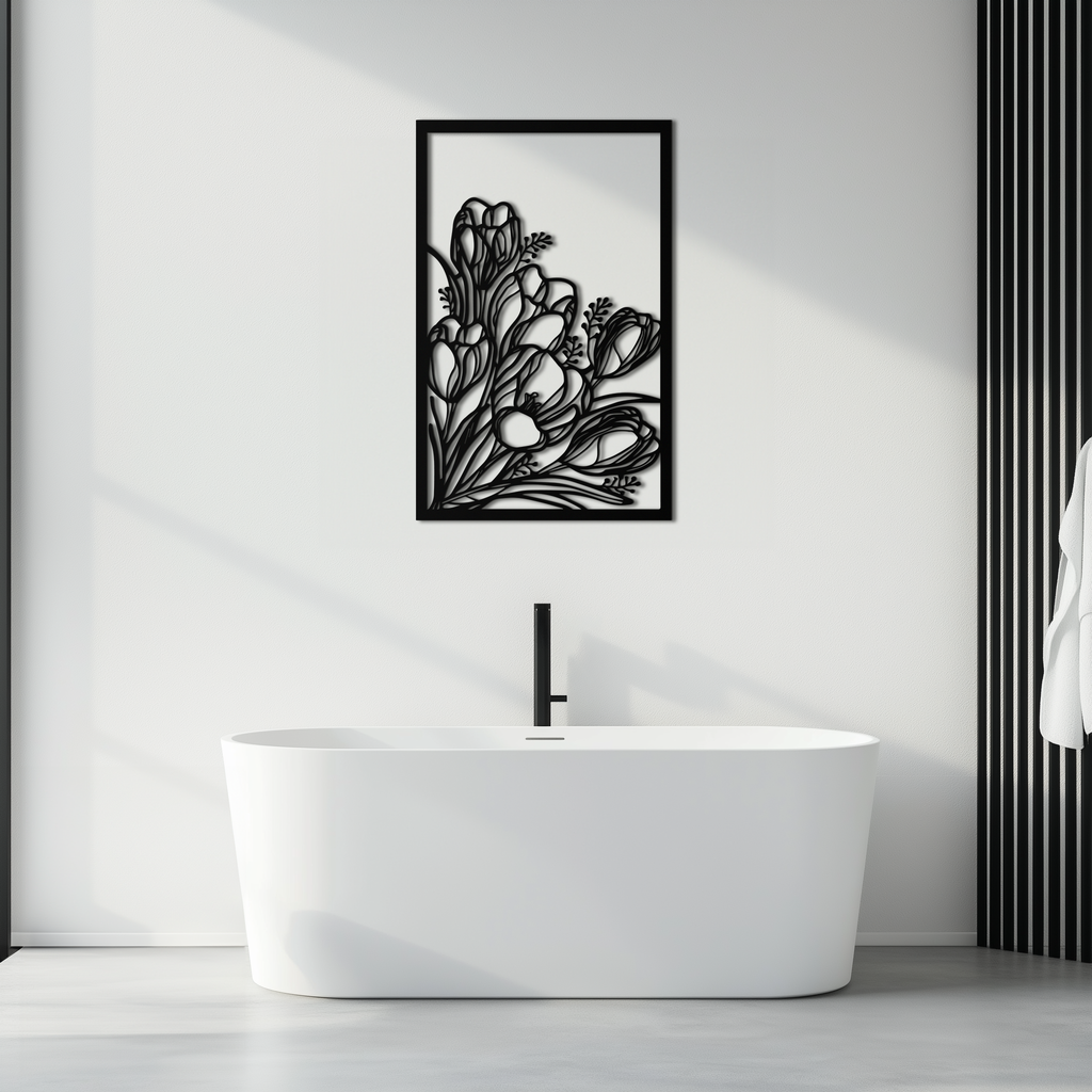 Floral Metal Wall Art – Elegant Botanical Home Decor - KAF219