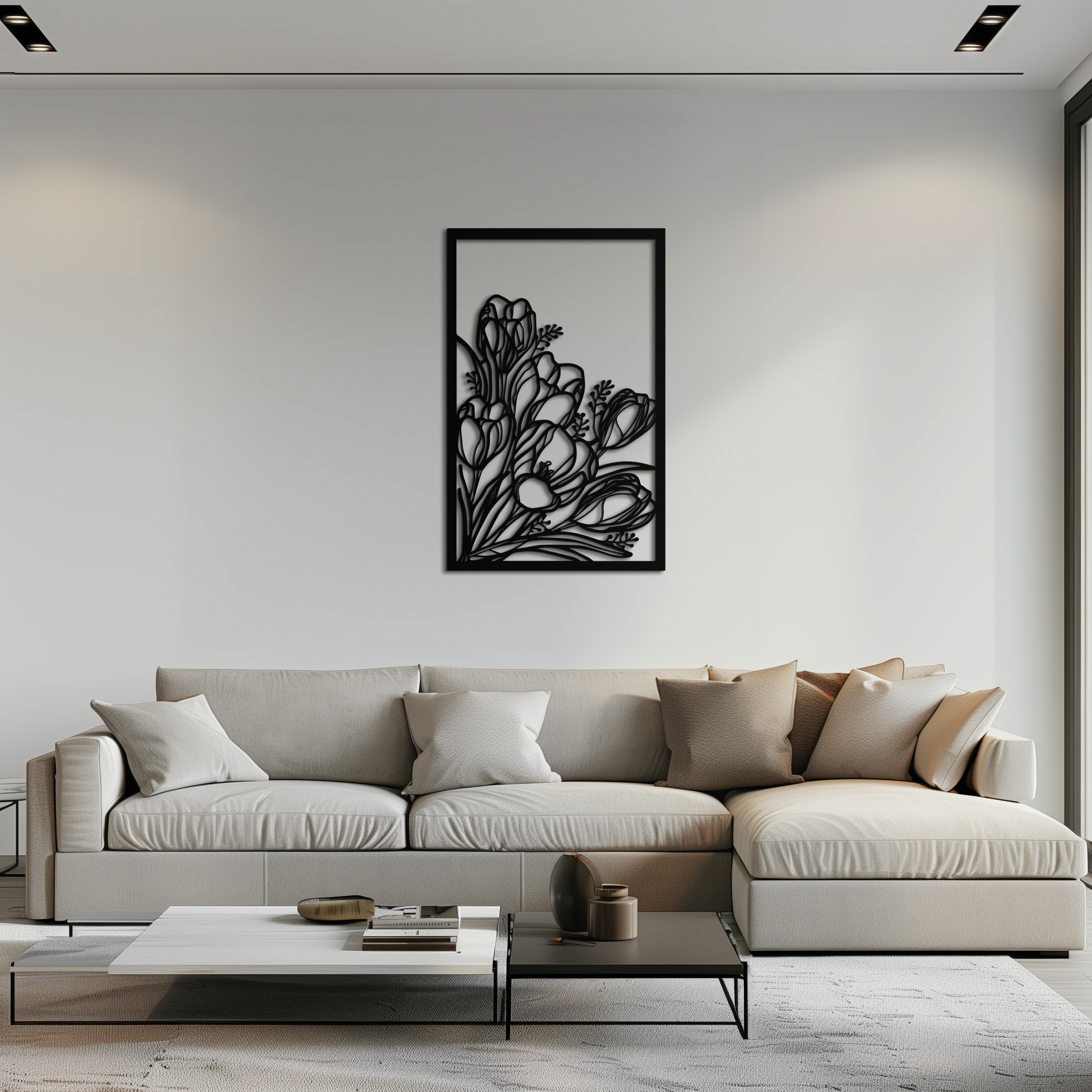 Floral Metal Wall Art – Elegant Botanical Home Decor - KAF219