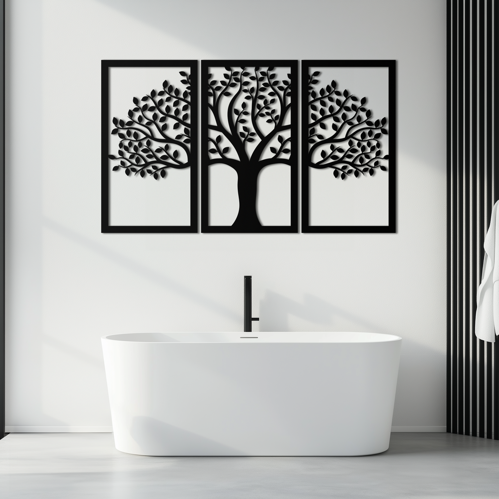 Tree of Life Metal Wall Art – 3-Panel Nature Decor - KAF221