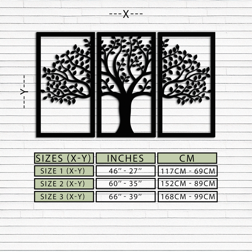 Tree of Life Metal Wall Art – 3-Panel Nature Decor - KAF221