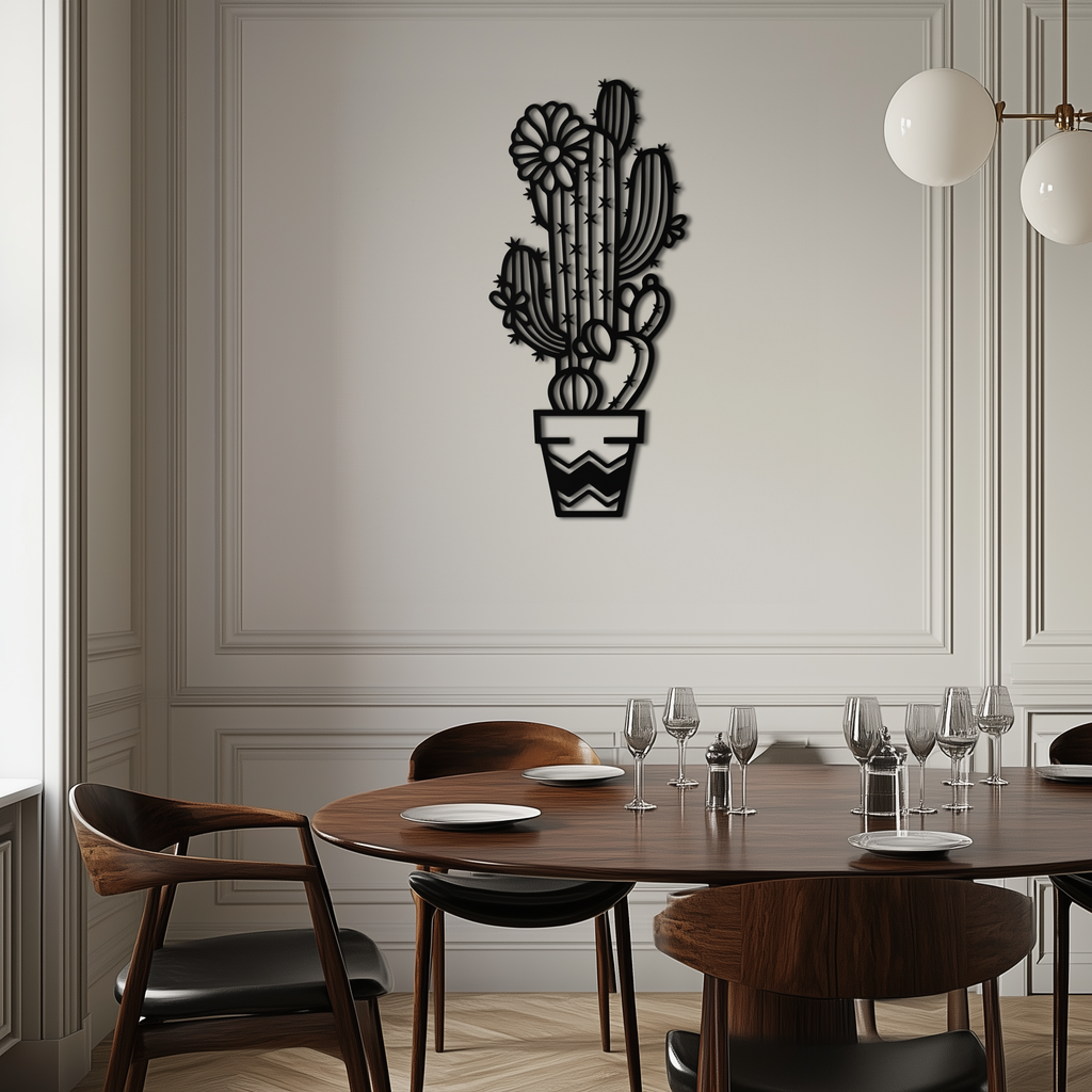 Cactus Metal Wall Art - Modern Geometric Desert Decor - KAF224