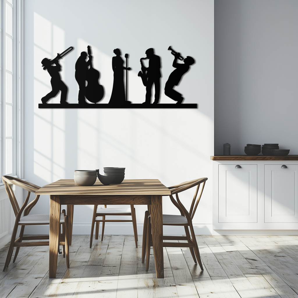 Jazz Band Metal Wall Art - Modern Musician Silhouette Decor- KAF254