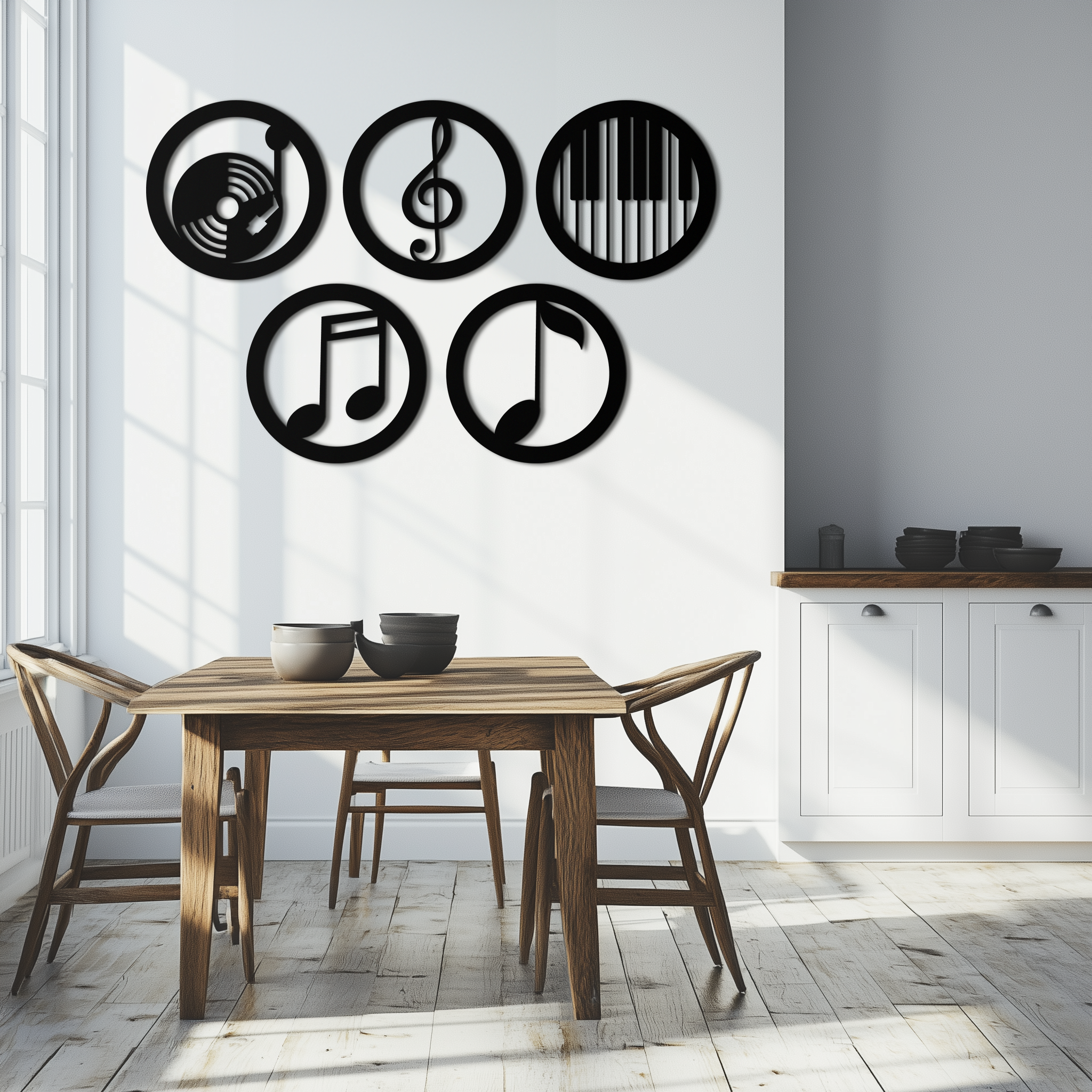 Music Notes & Instruments Wall Art - Modern Metal Music Decor- KAF257