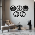 Music Notes & Instruments Wall Art - Modern Metal Music Decor- KAF257